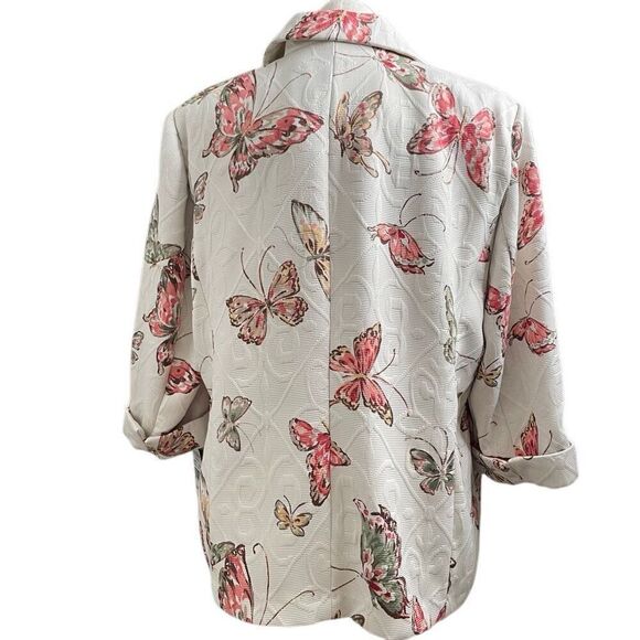 Alfred Dunner Woman Textured Jacket Topper 18W Mature Butterfly Easter Vacation - Picture 2 of 9